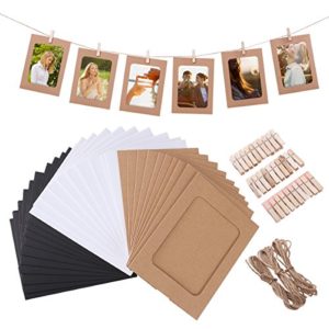 naturelle marron Cadre photo p/êle-m/êle murale forme c/œur en bois pour les amoureux des animaux et chiens tableau /à message tableau /à m/émo 39 x 39 cm avec 5 chien et 5 coeur clips