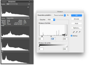 histogramme niveaux photoshop