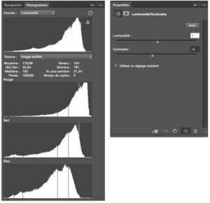 histogramme reglage luminosite contraste photoshop