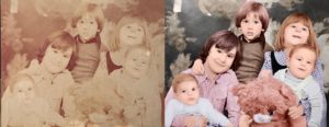 Restauration d'une photo avec 5 enfants